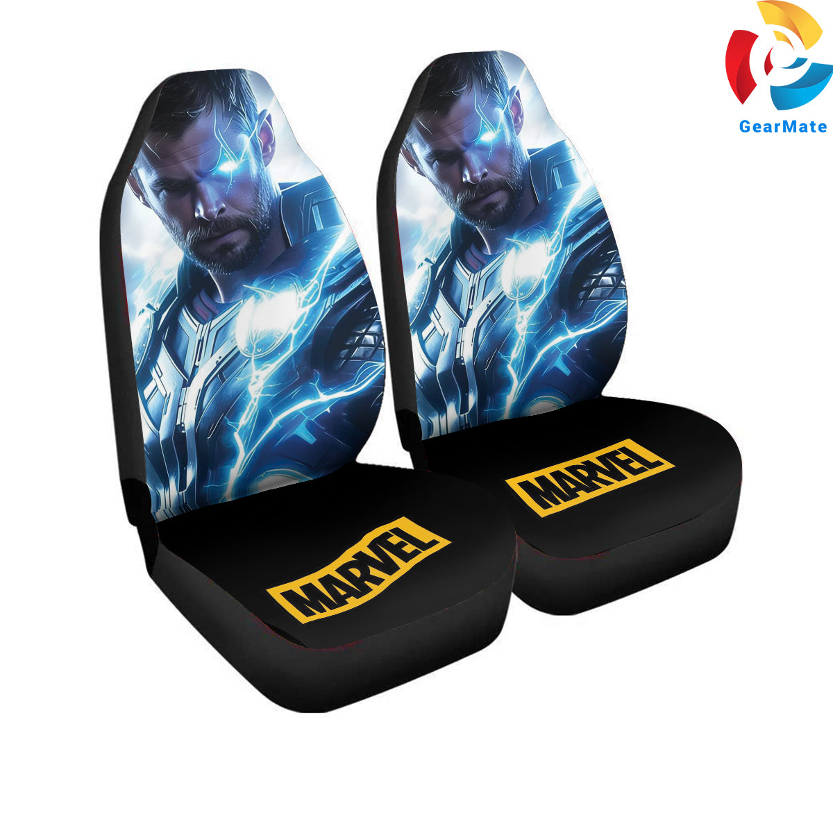 Marvel Thor Action Car Seat Covers – High Quality Graphic and Polar Fleece Protector Set