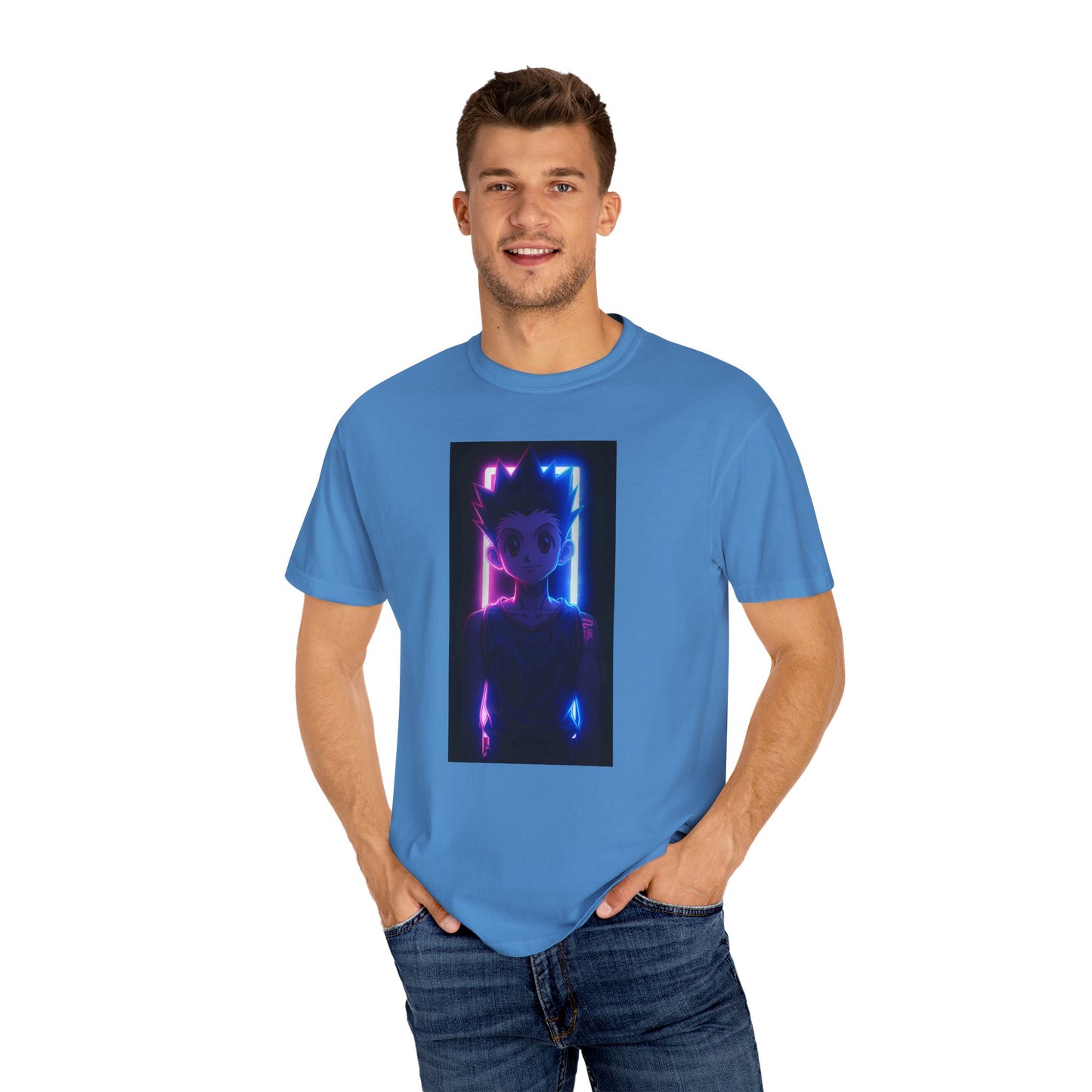 Hunter x Hunter Neon Art Garment-Dyed T-Shirt – Premium Cotton Tee for Customization