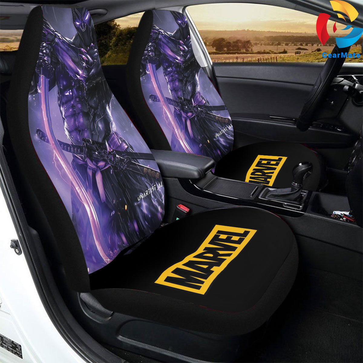 Marvel Black Panther Car Seat Covers – High Quality Graphic and Polar Fleece Protector Set