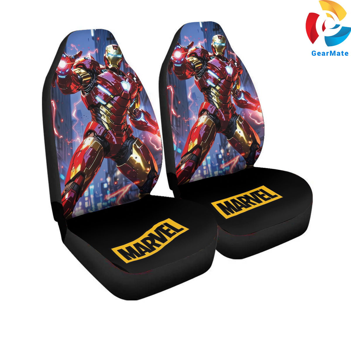 Marvel Iron Man Arvengers Car Seat Covers – High Quality Graphic and Polar Fleece Protector Set