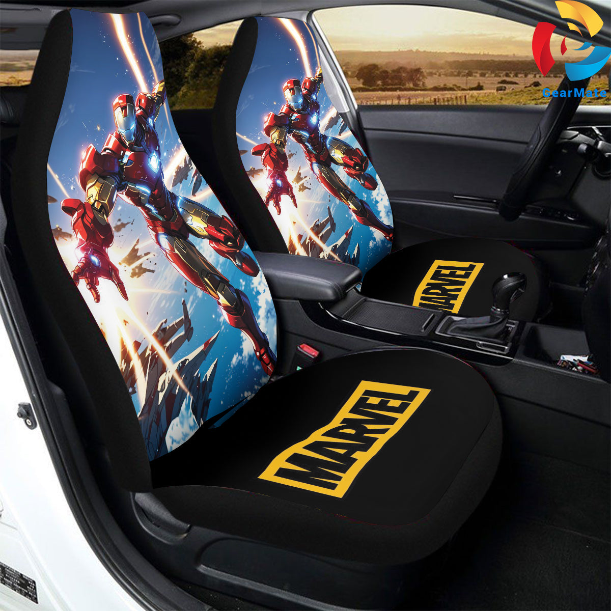 Marvel Iron Man Marvel Legends Car Seat Covers – High Quality Graphic and Polar Fleece Protector Set