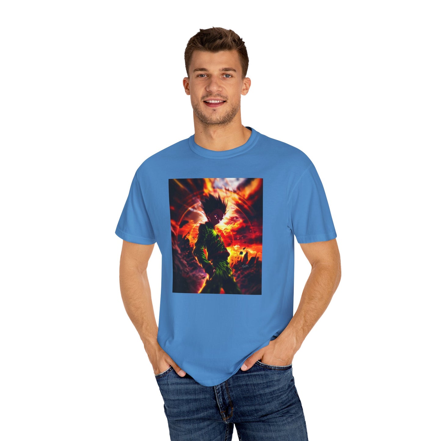 Hunter x Hunter AMOLED Gon Freecss Garment-Dyed T-Shirt – Premium Cotton Tee for Customization