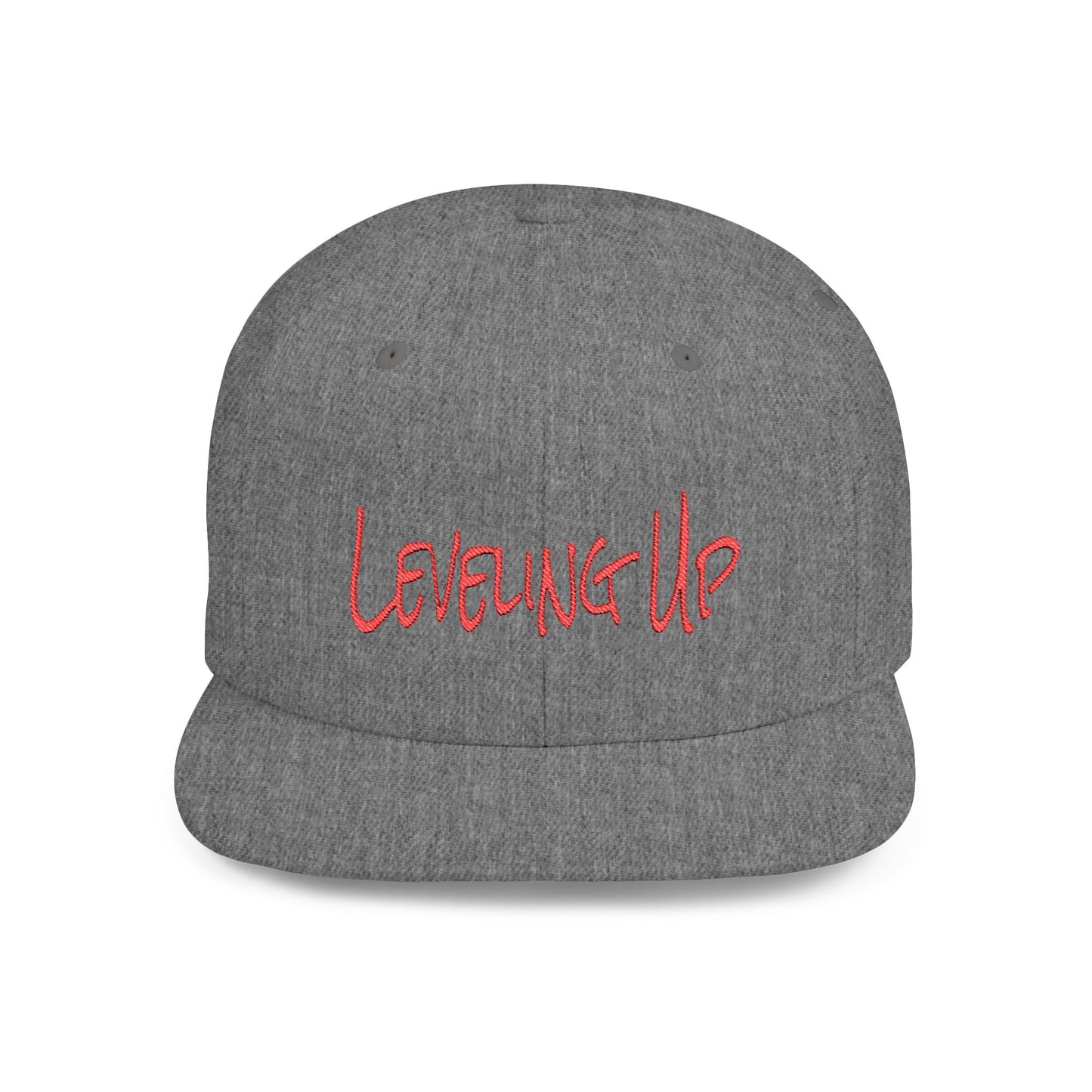 Text Leveling Up Flat Bill Snapback – Lightweight, Custom Fit, Premium Quality
