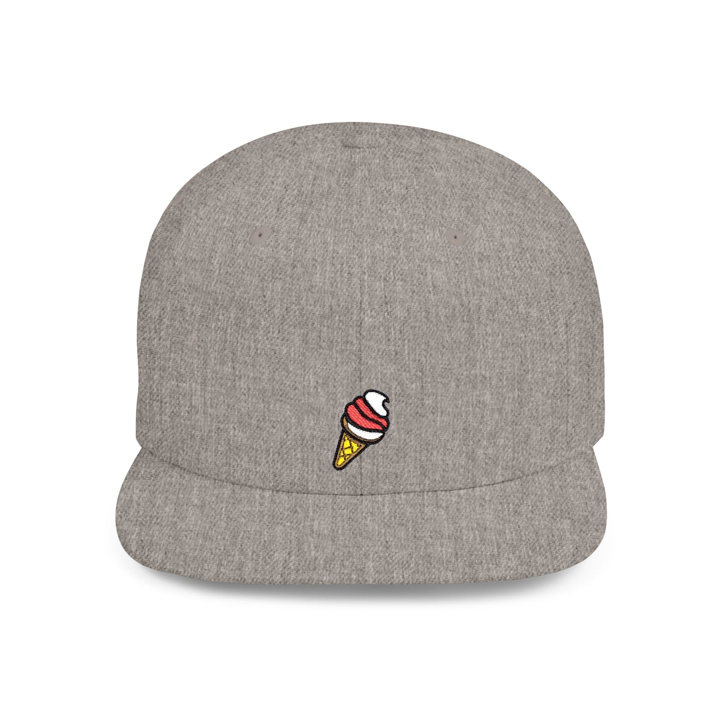 Icons Embroidered Ice Cream Cone Flat Bill Snapback – Lightweight, Custom Fit, Premium Quality