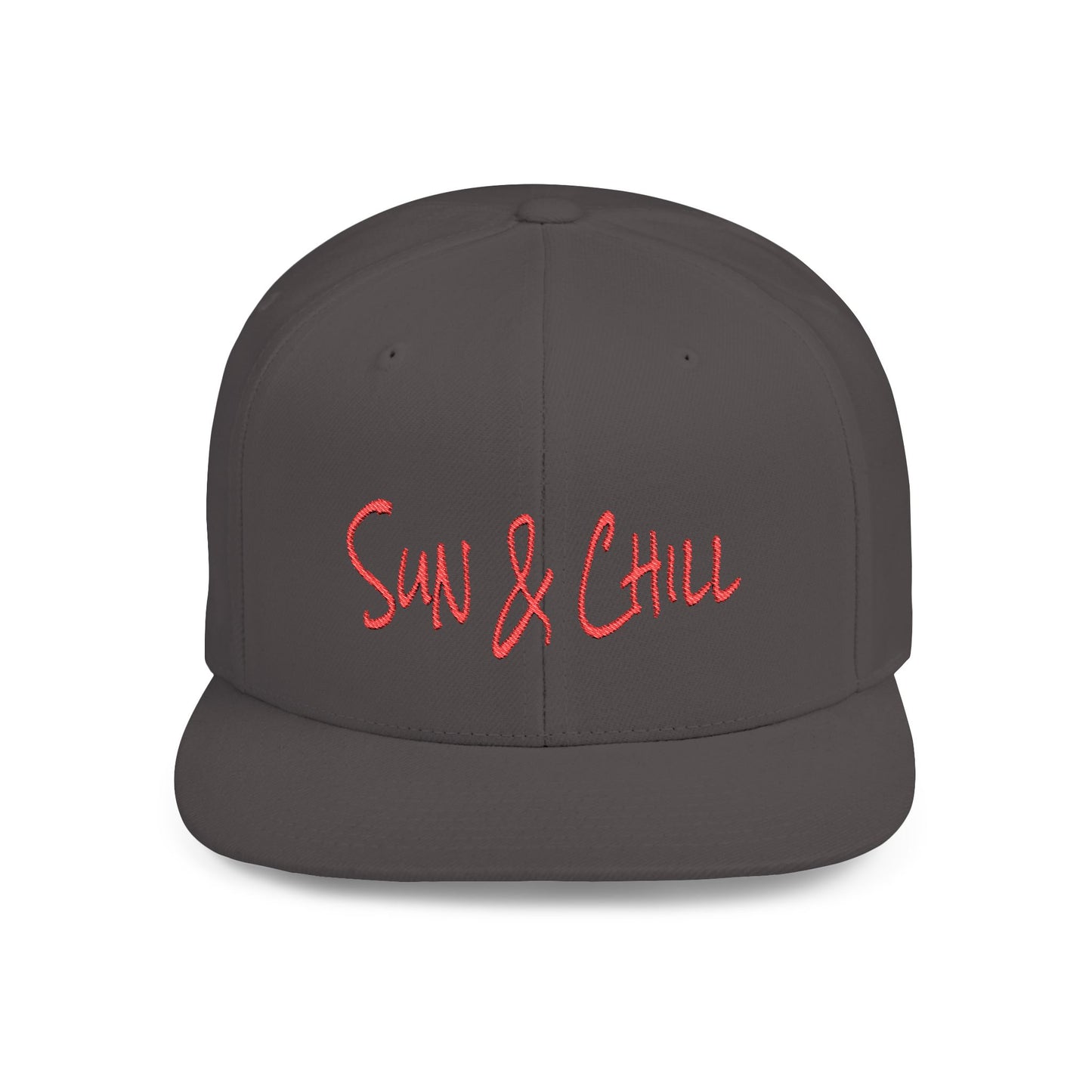 Text Sun & Chill Flat Bill Snapback – Lightweight, Custom Fit, Premium Quality