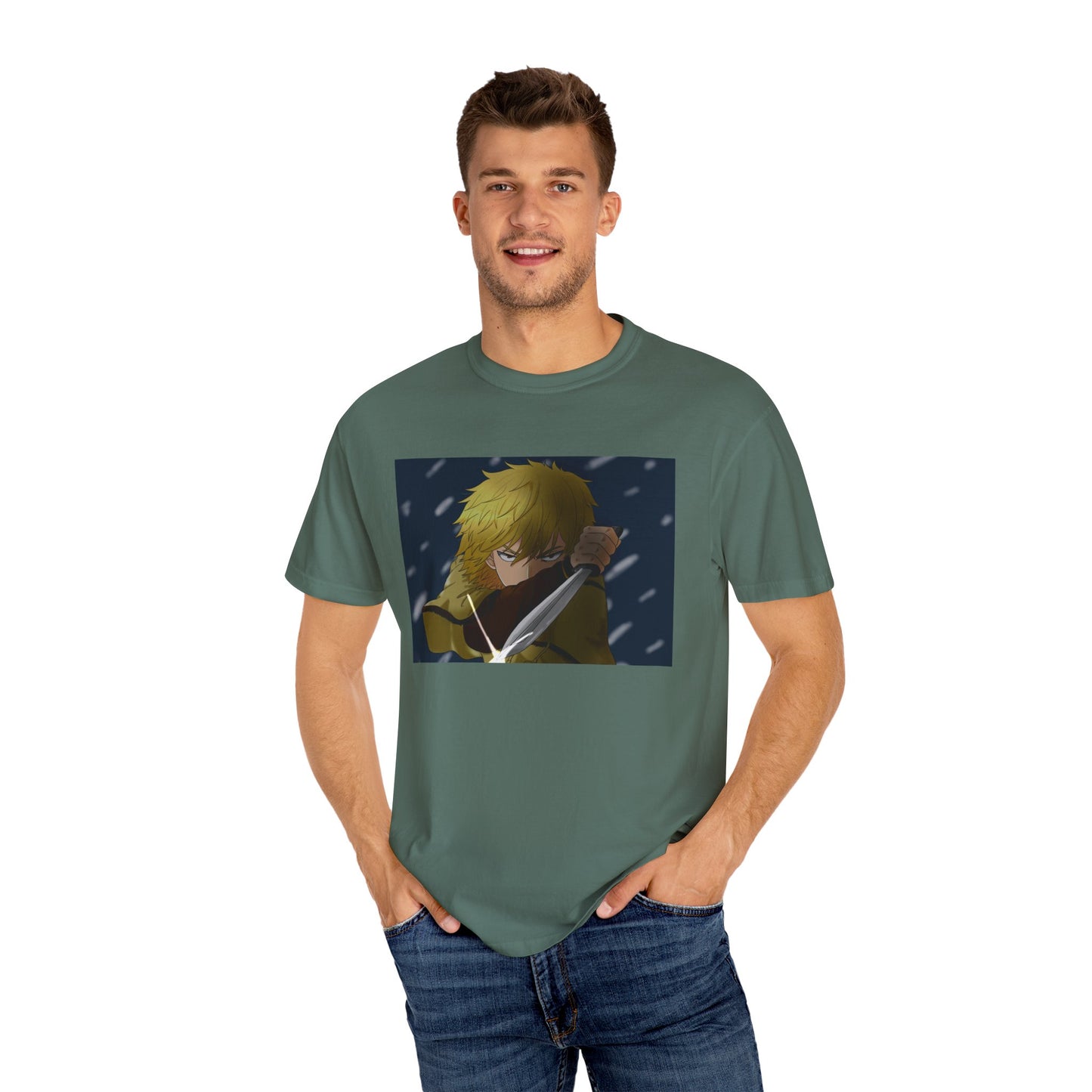 Vinland Saga Thorfinn 8K Garment-Dyed T-Shirt – Premium Cotton Tee for Customization