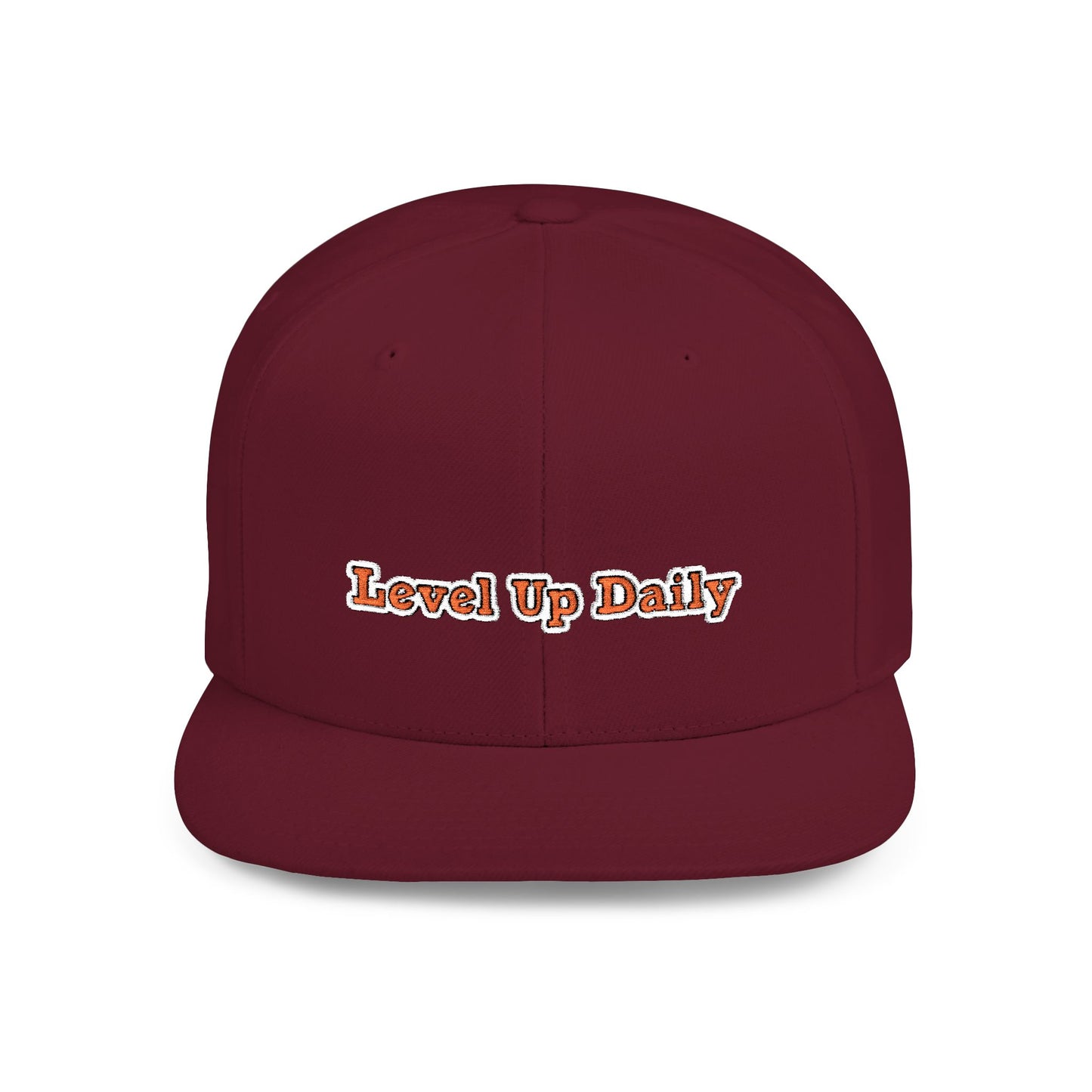 Text Level Up Daily Flat Bill Snapback – Lightweight, Custom Fit, Premium Quality