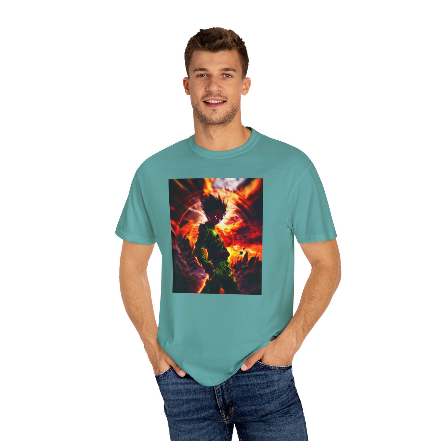 Hunter x Hunter AMOLED Gon Freecss Garment-Dyed T-Shirt – Premium Cotton Tee for Customization