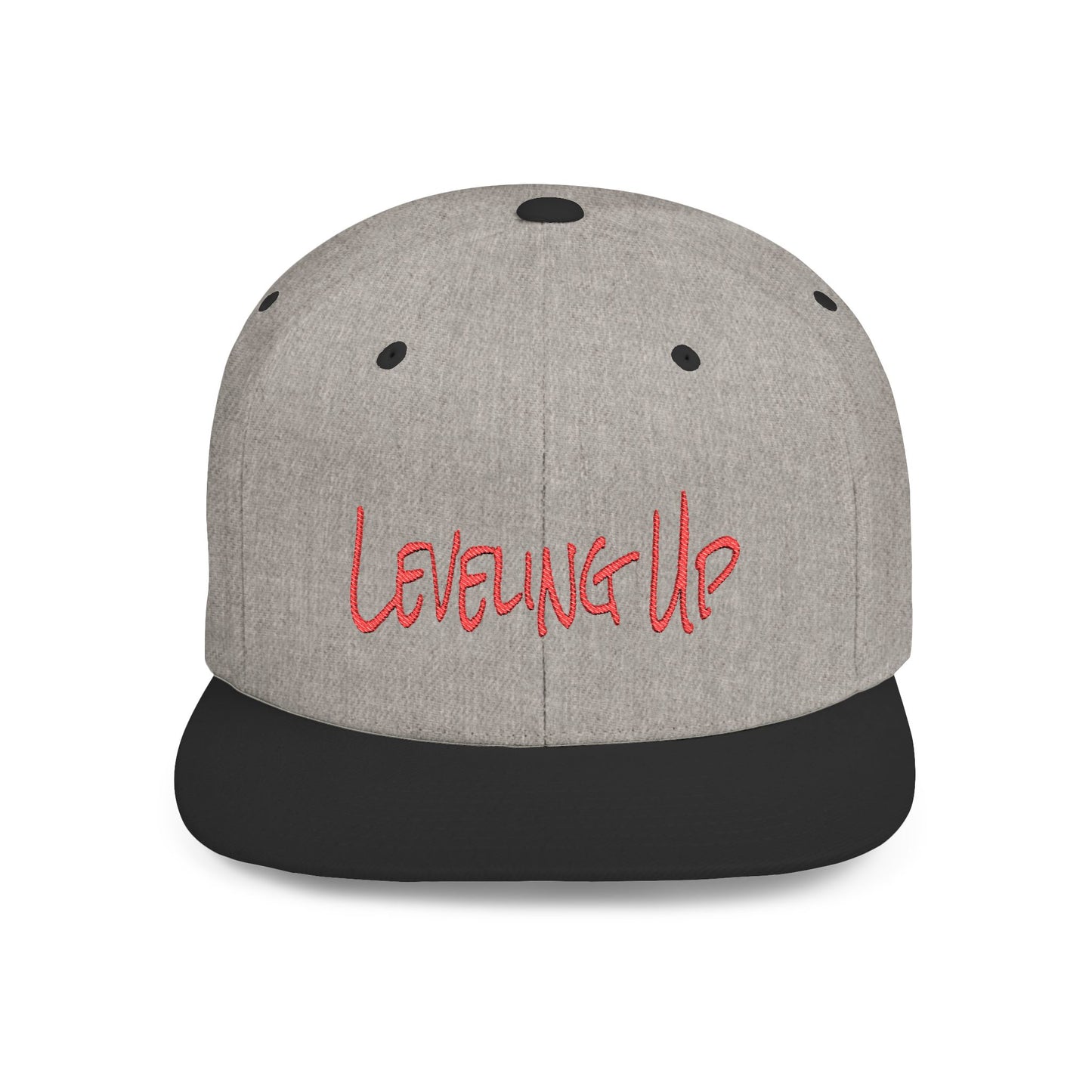 Text Leveling Up Flat Bill Snapback – Lightweight, Custom Fit, Premium Quality