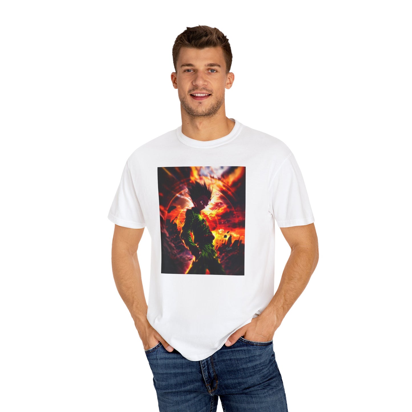 Hunter x Hunter AMOLED Gon Freecss Garment-Dyed T-Shirt – Premium Cotton Tee for Customization