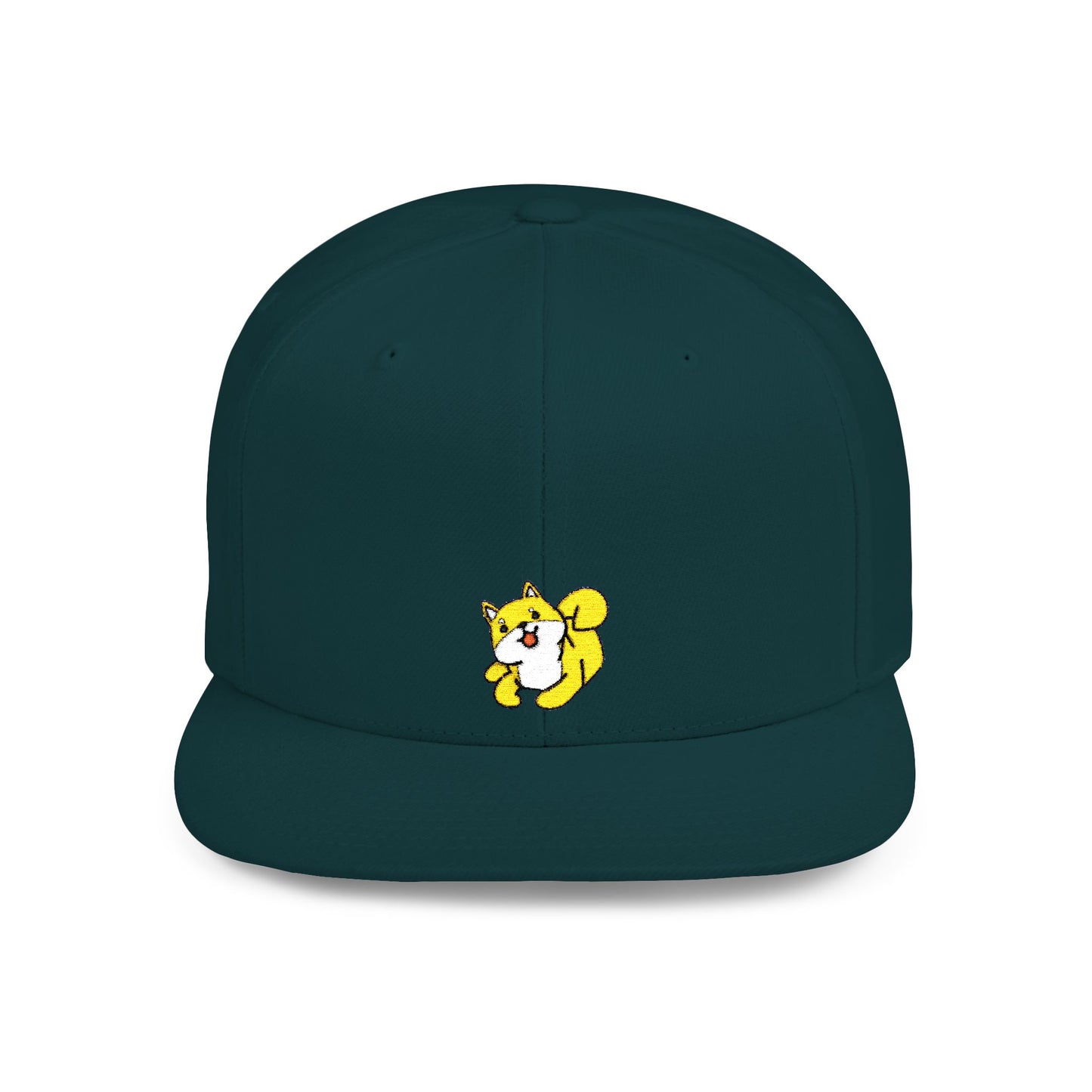 Icons Embroidered Shiba Inu Flat Bill Snapback – Lightweight, Custom Fit, Premium Quality