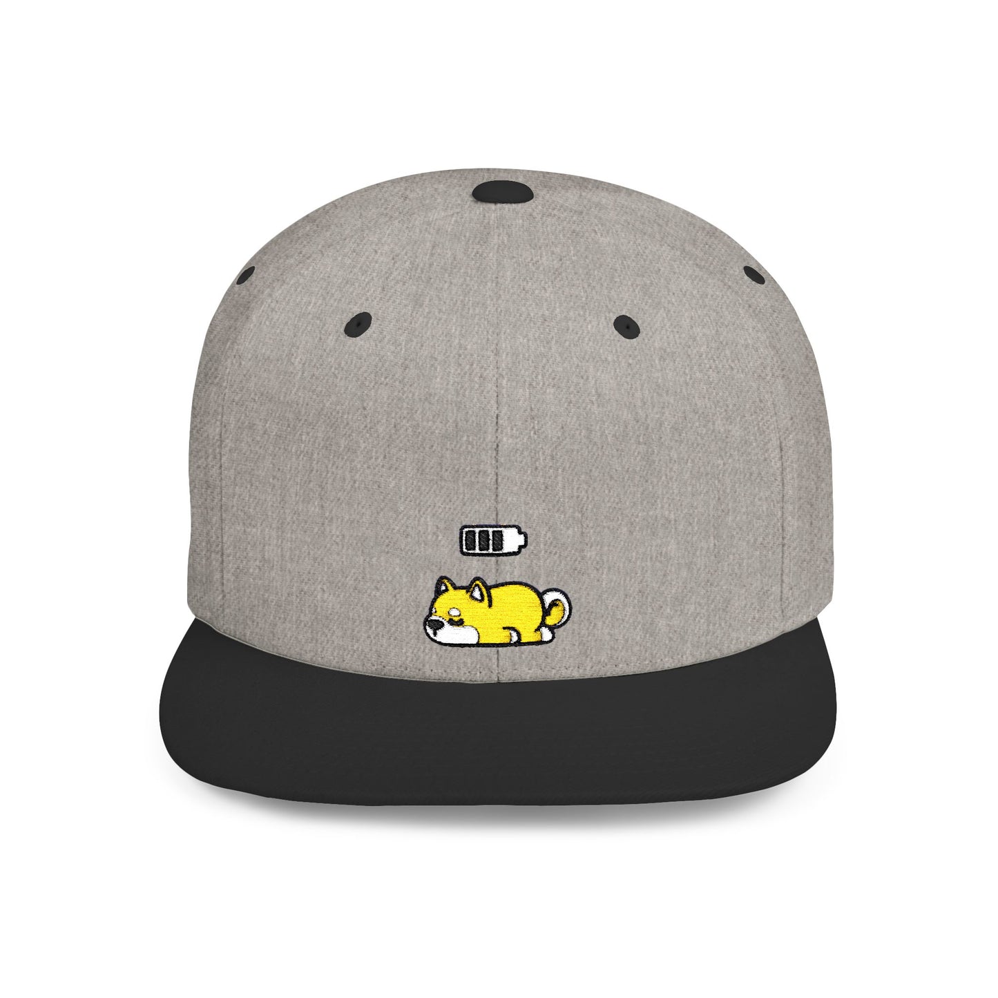 Icons Embroidered Shiba Inu Battery Flat Bill Snapback – Lightweight, Custom Fit, Premium Quality