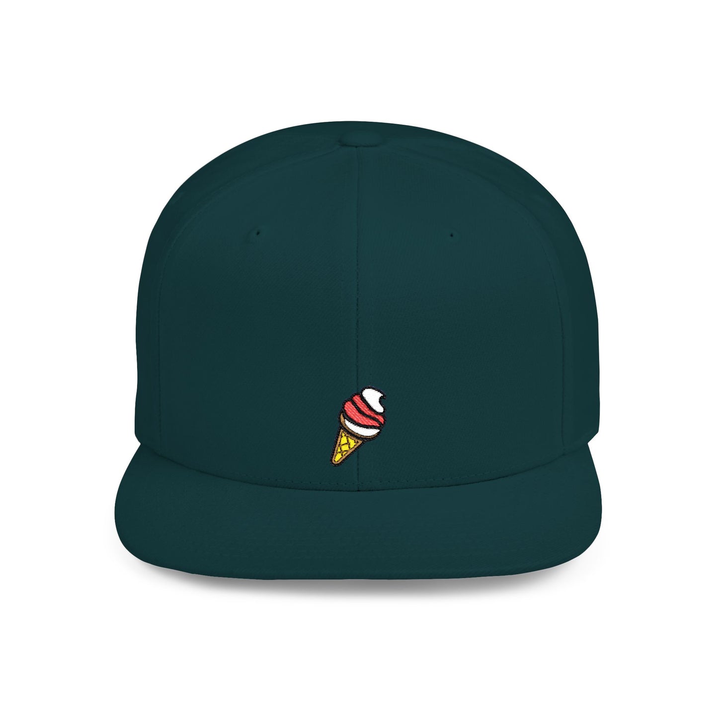 Icons Embroidered Ice Cream Cone Flat Bill Snapback – Lightweight, Custom Fit, Premium Quality