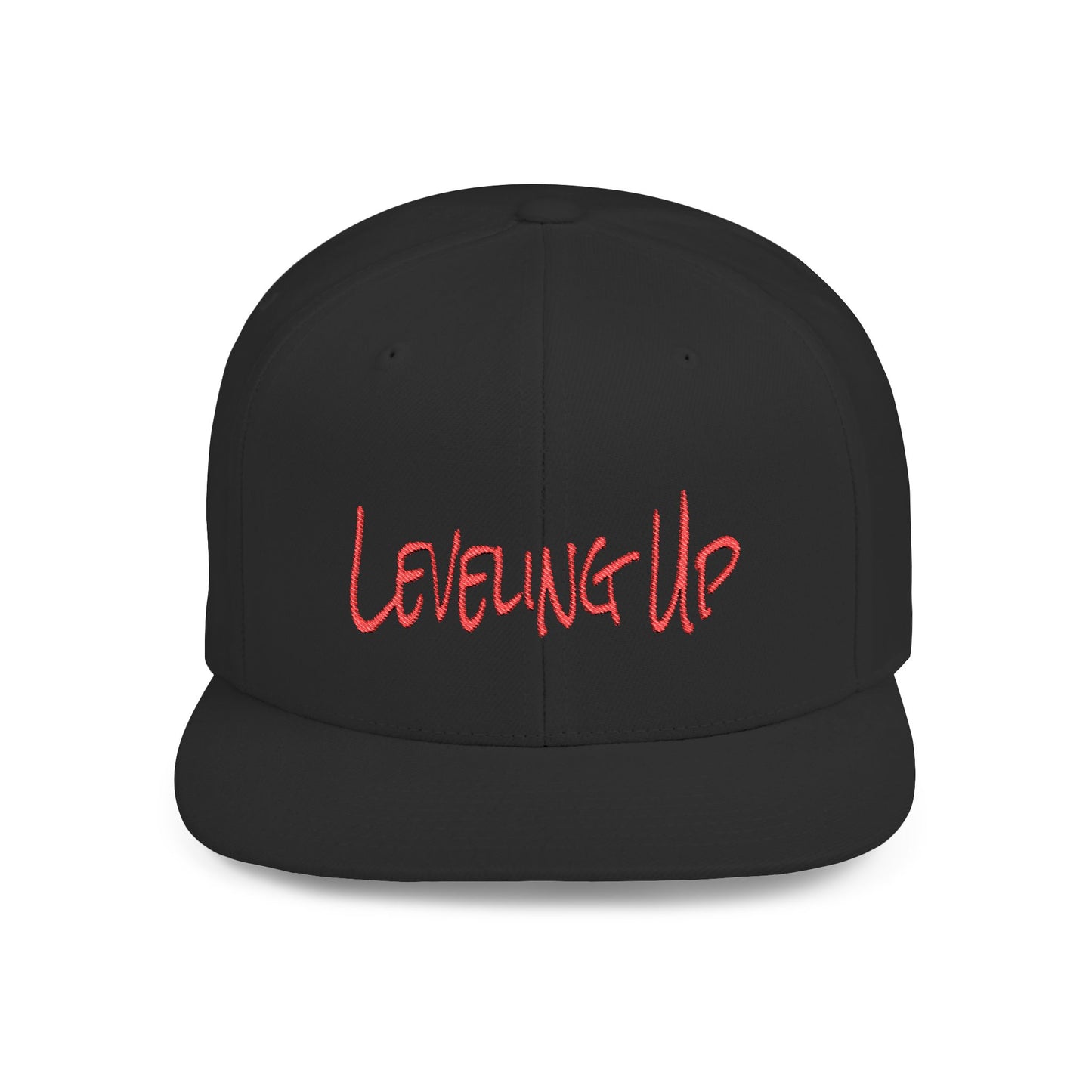 Text Leveling Up Flat Bill Snapback – Lightweight, Custom Fit, Premium Quality