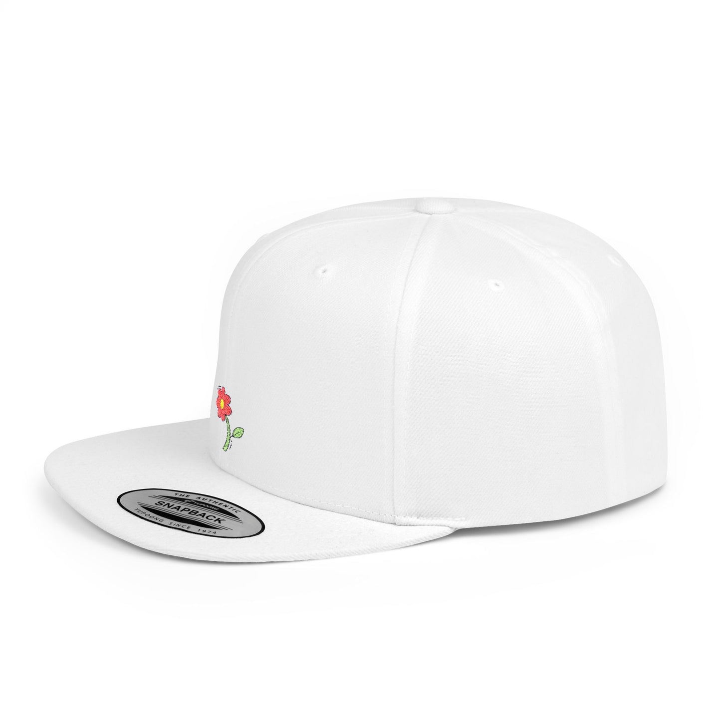 Icons Embroidered Flower Flat Bill Snapback – Lightweight, Custom Fit, Premium Quality