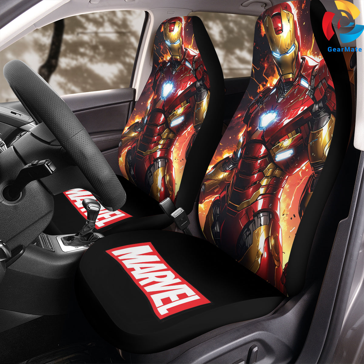 Marvel Iron Man Car Seat Covers – High Quality Graphic and Polar Fleece Protector Set