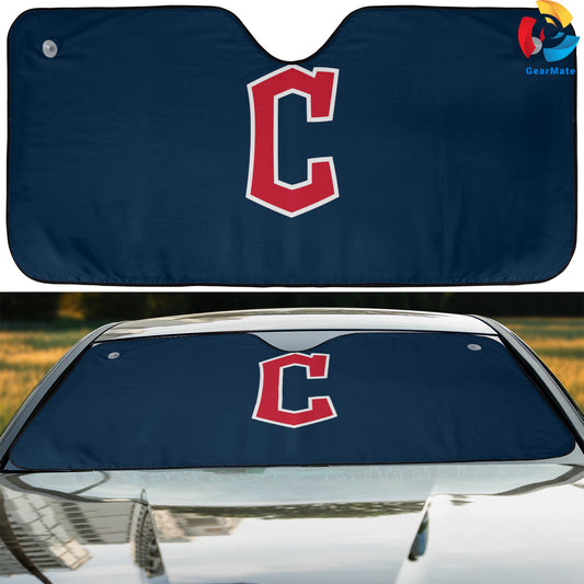 Cleveland Guardians MLB Baseball Blue Background Reflective Car Sunshade – Premium Heat & UV Protection, Universal Fit