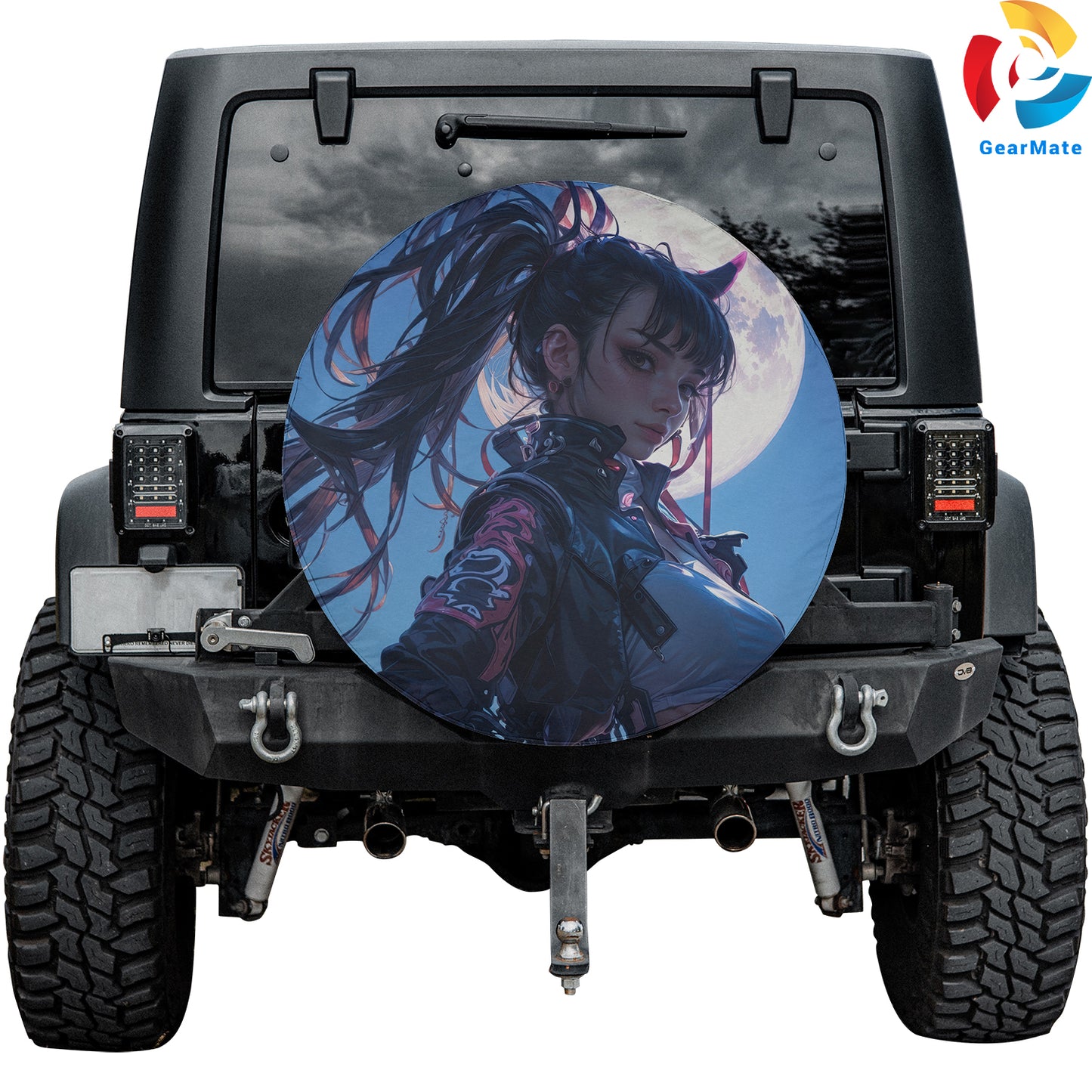 Cyberpunk Anime Girl Sci-fi Spare Tire Cover – Premium Waterproof UV Resistant Protector