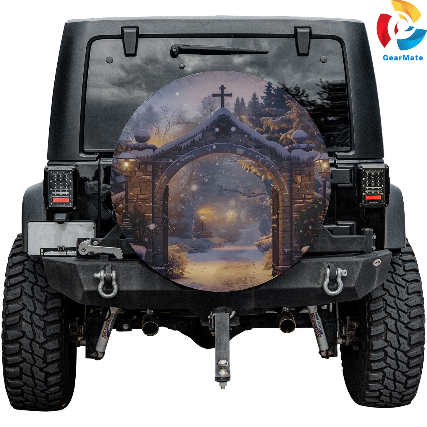 Merry Christmas 2024 Snowing Gate Spare Tire Cover – Premium Waterproof UV Resistant Protector