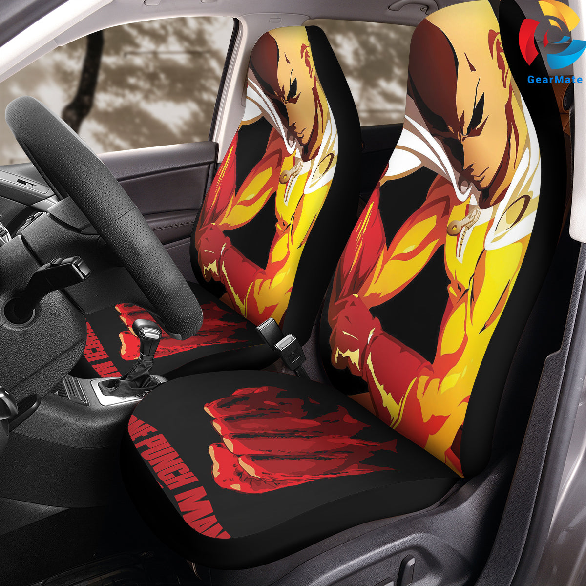 Saitama One Punch Man Car Seat Covers – High Quality Graphic and Polar Fleece Protector Set