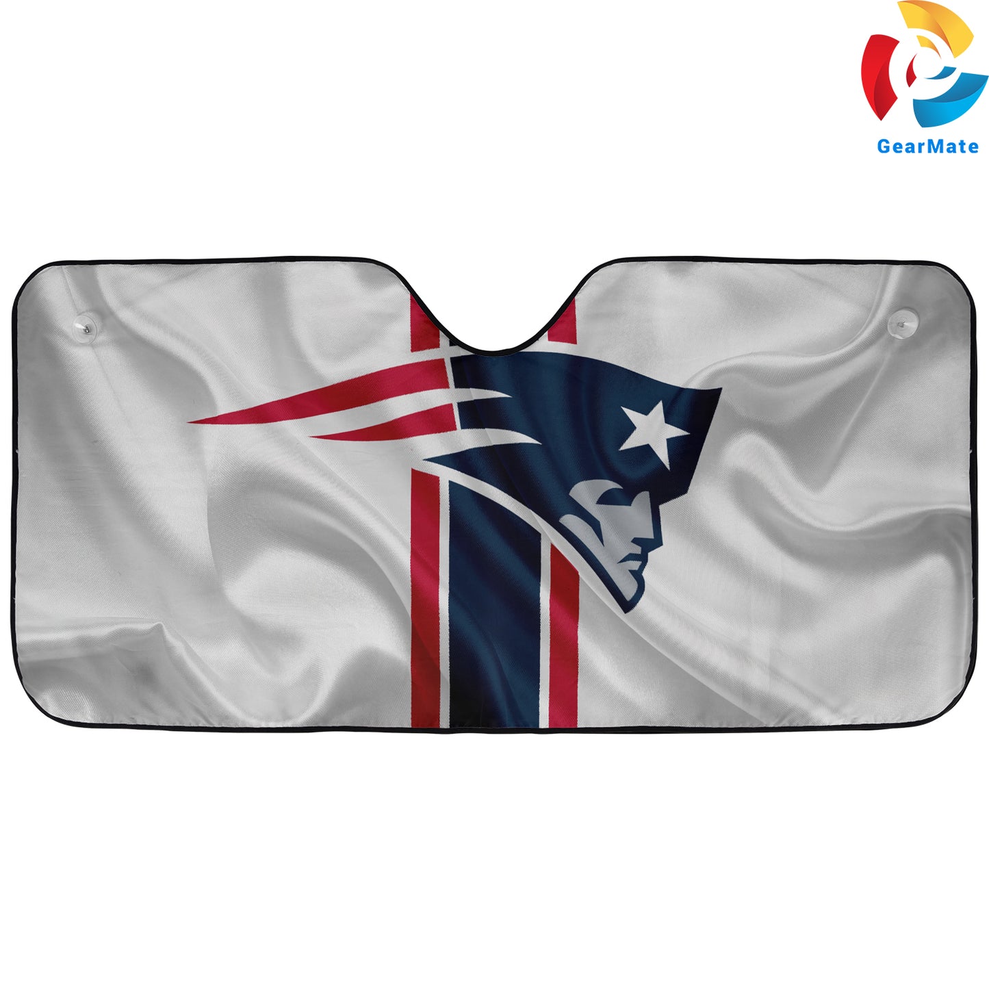 New England Patriots NFL Football Windy Flag Car Cover Reflective Car Sunshade – Premium Heat & UV Protection, Universal Fit