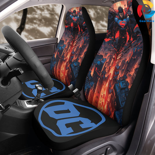 DC Superman Flying Car Seat Covers – High Quality Graphic and Polar Fleece Protector Set