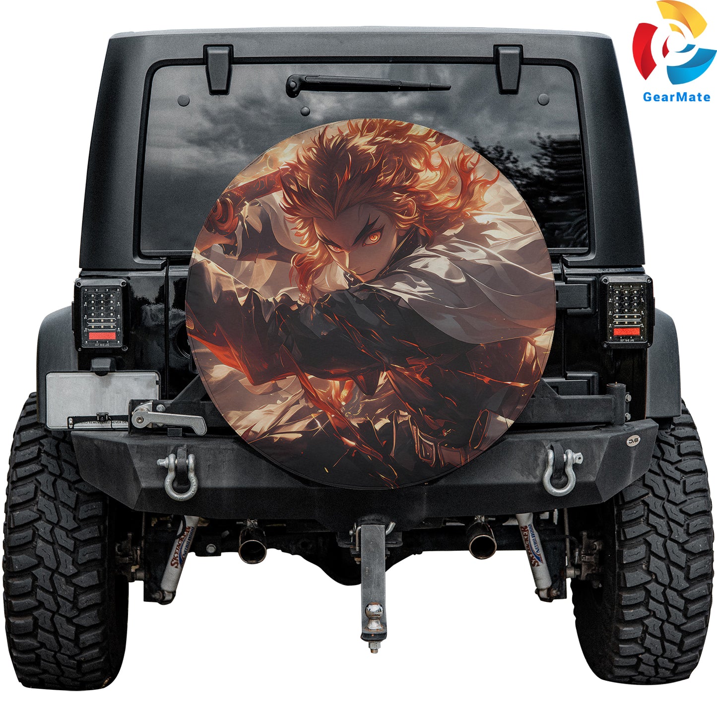 Demon Slayer Kyōjurō Rengoku  Anime Spare Tire Cover – Premium Waterproof UV Resistant Protector