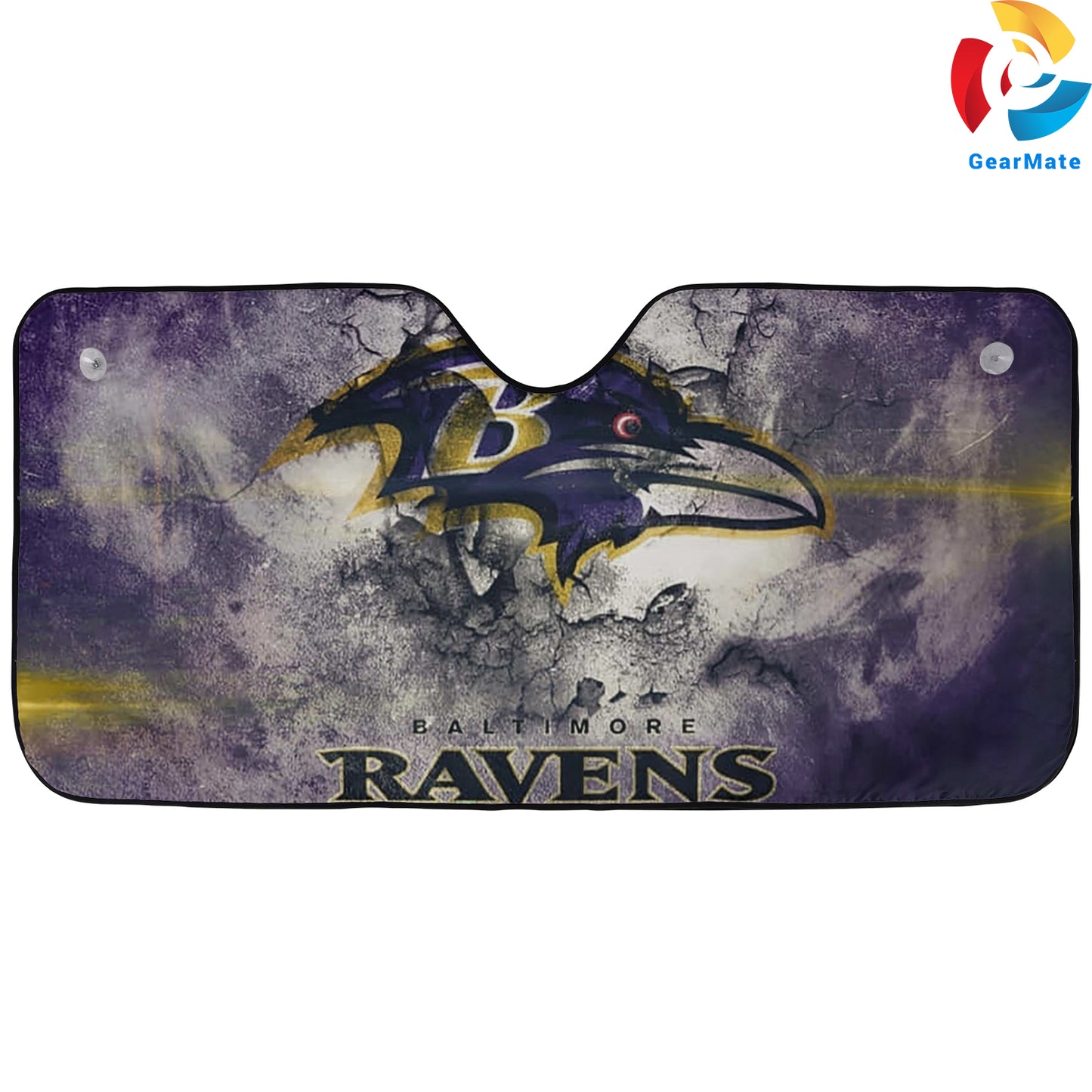 Baltimore Ravens NFL Team Background Reflective Car Sunshade – Premium Heat & UV Protection, Universal Fit