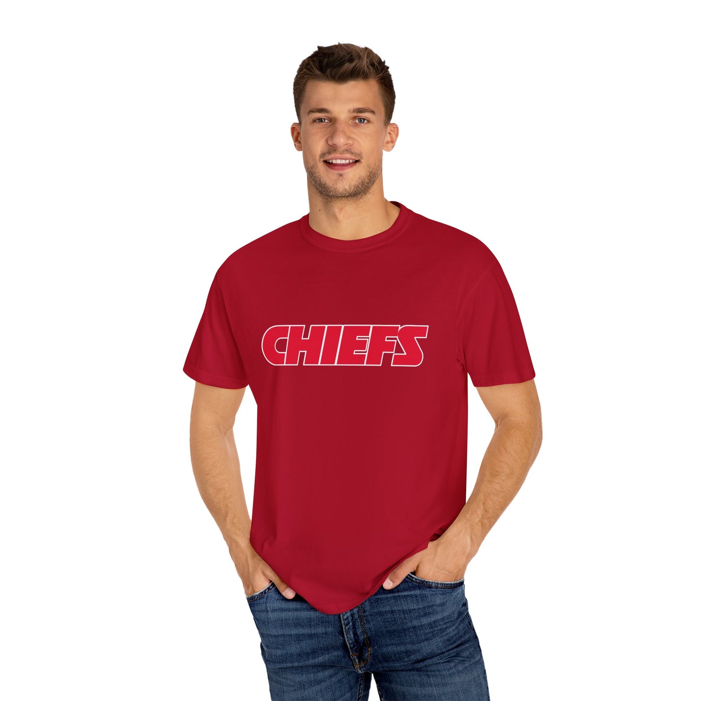 Kansas City Chiefs Team Merch Garment-Dyed T-Shirt – Premium Cotton Tee for Customization