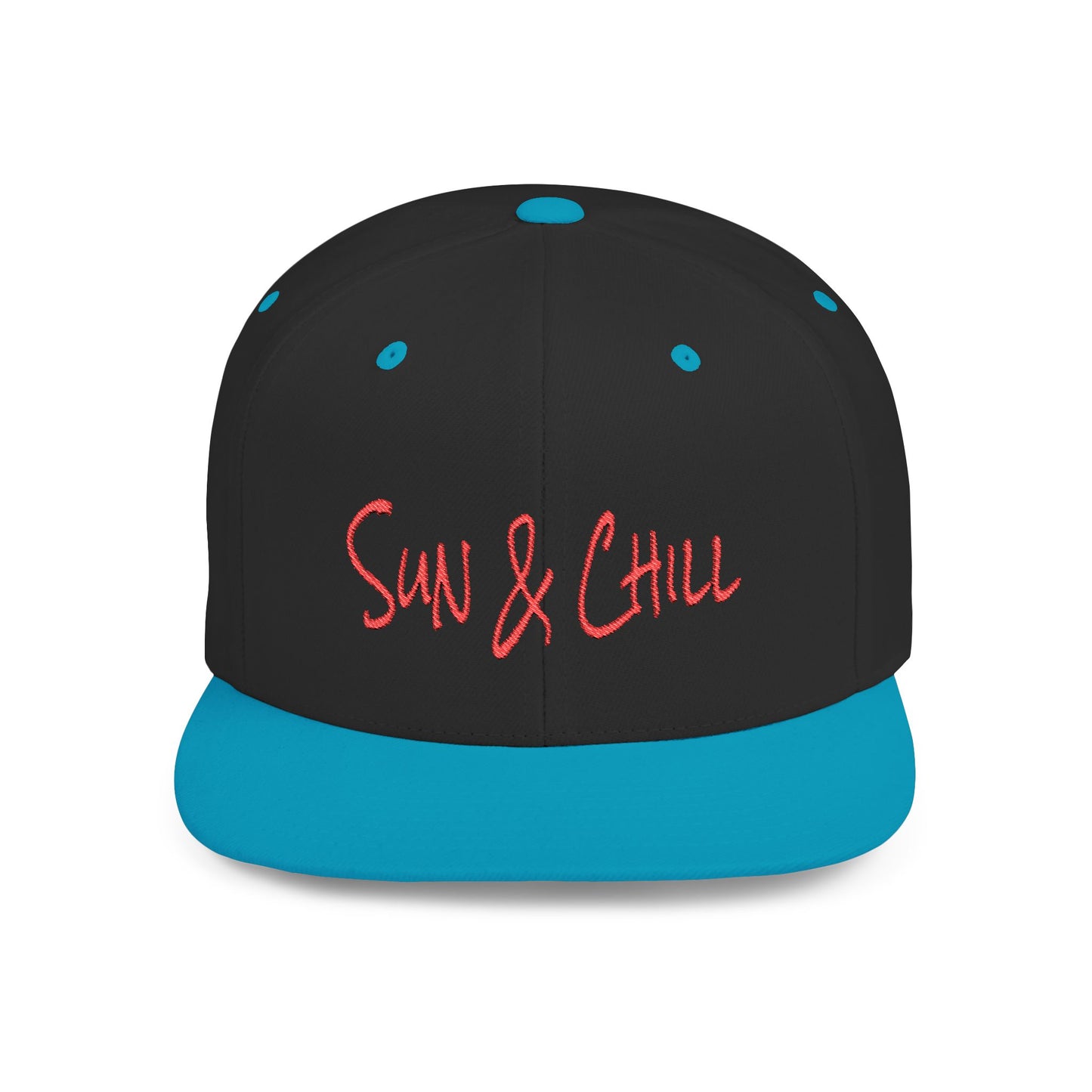 Text Sun & Chill Flat Bill Snapback – Lightweight, Custom Fit, Premium Quality
