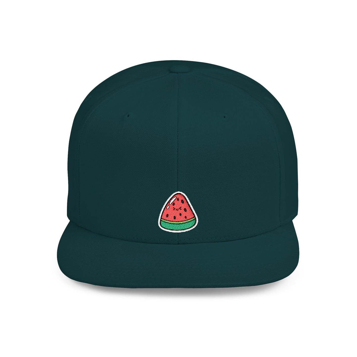Icons Embroidered Watermelon Flat Bill Snapback – Lightweight, Custom Fit, Premium Quality