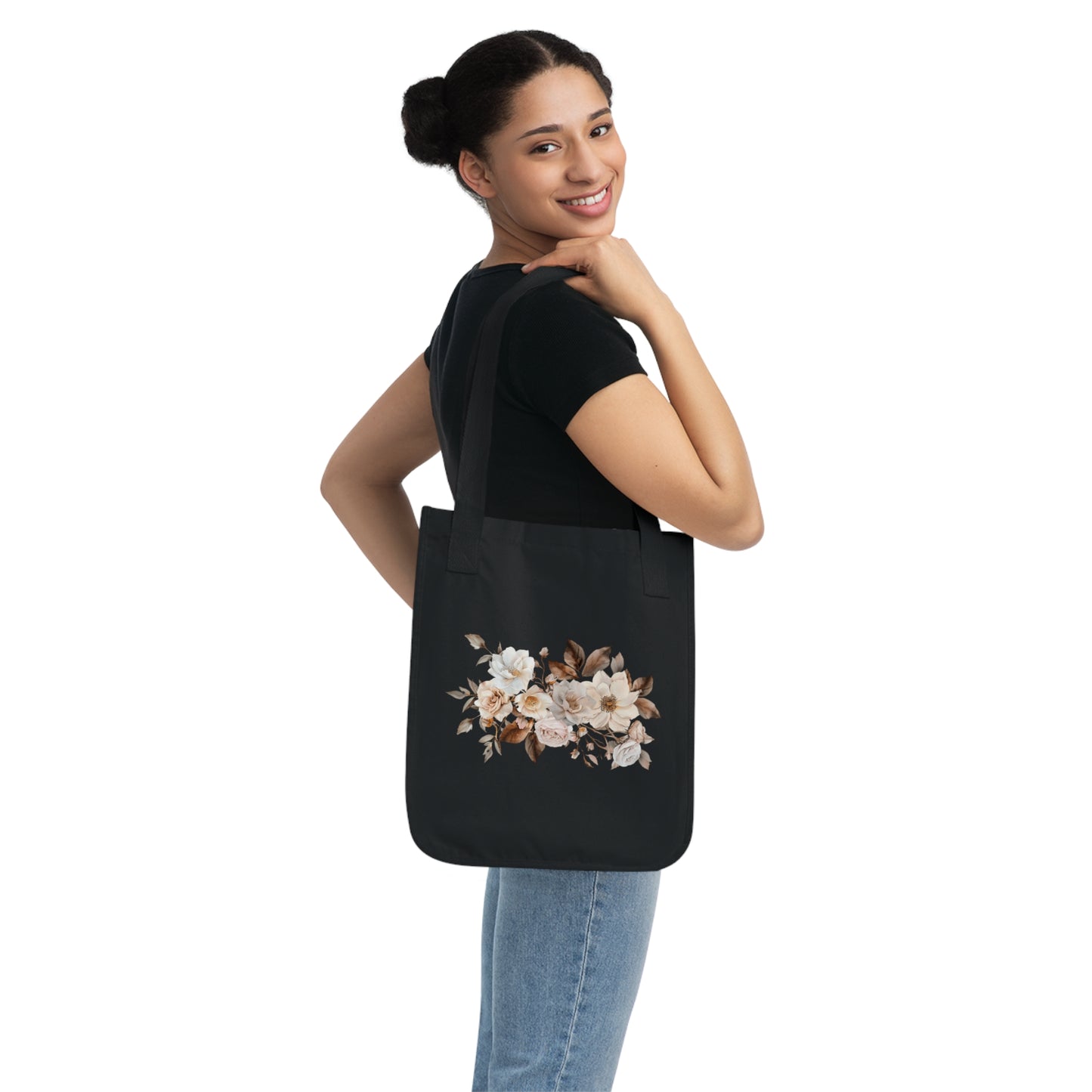 Copy of Copy of Flowers Angels Floral Organic Canvas Tote Bag - Eco-Friendly Carryall for Everyday Use