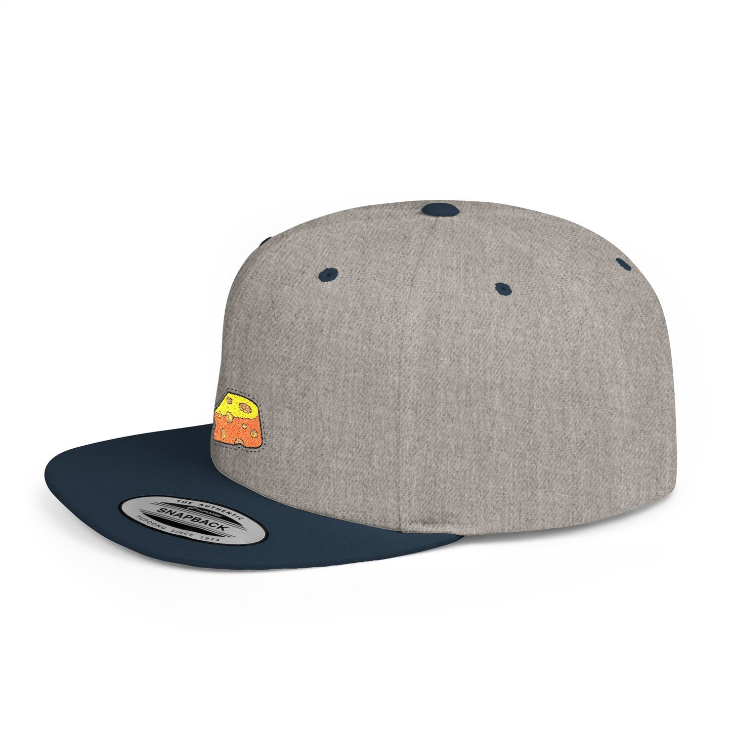 Icons Embroidered Cheese Flat Bill Snapback – Lightweight, Custom Fit, Premium Quality