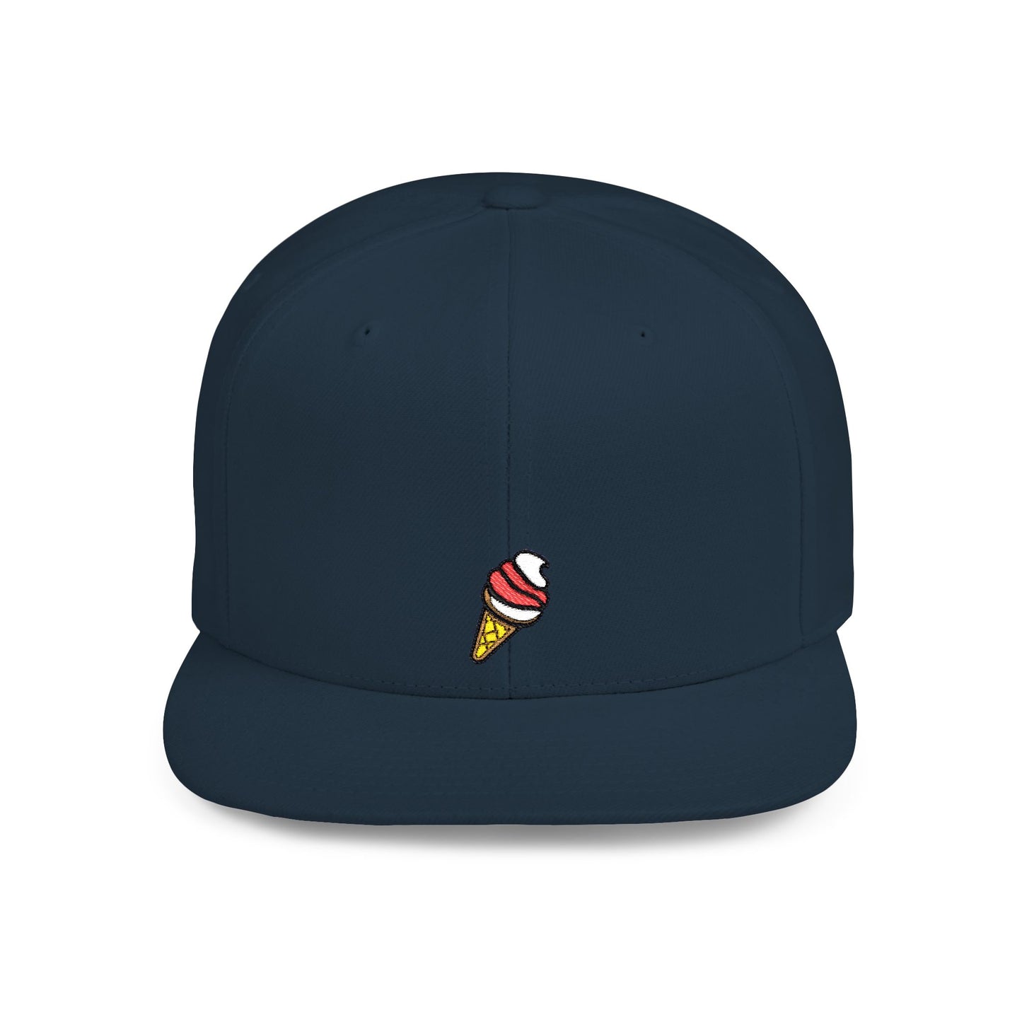 Icons Embroidered Ice Cream Cone Flat Bill Snapback – Lightweight, Custom Fit, Premium Quality