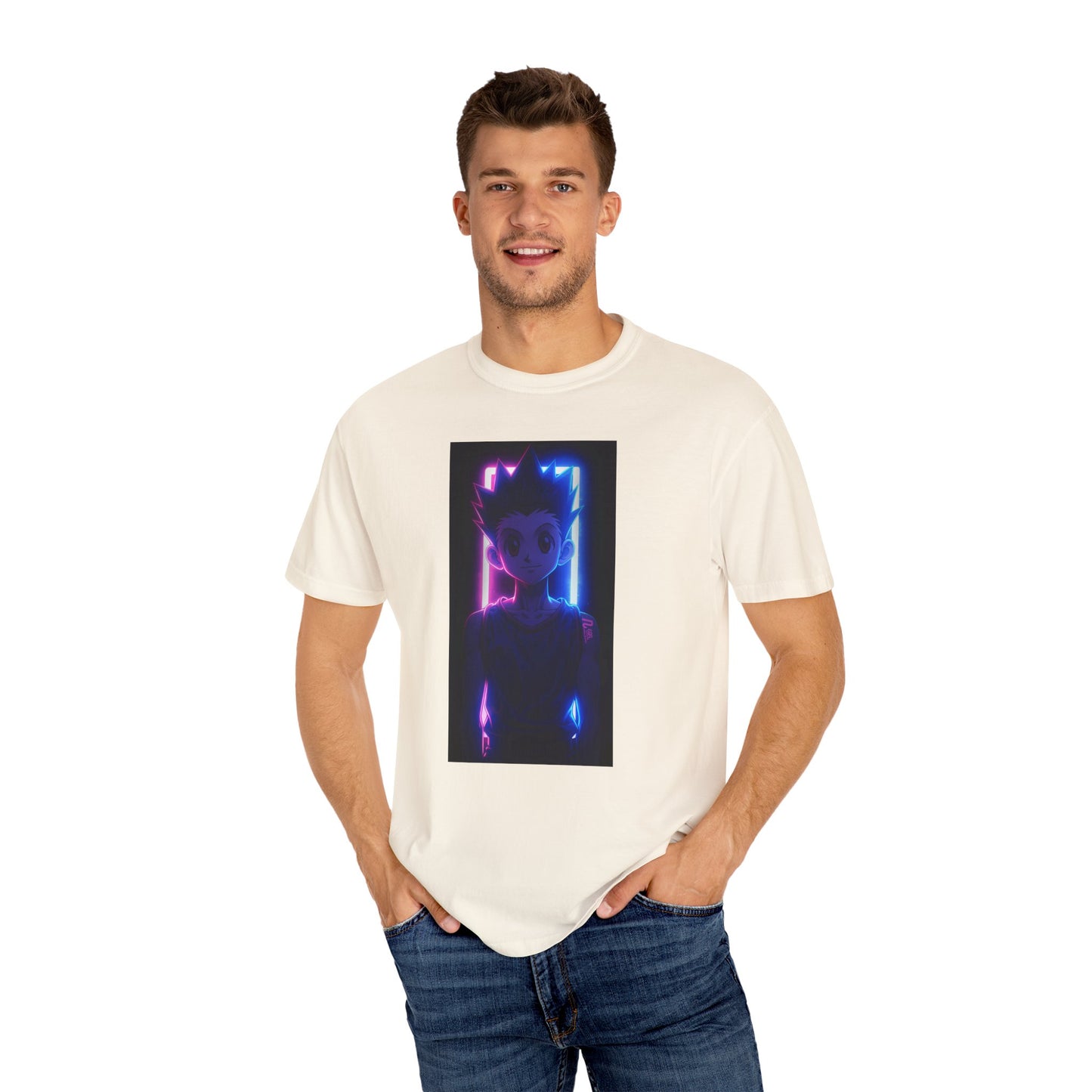 Hunter x Hunter Neon Art Garment-Dyed T-Shirt – Premium Cotton Tee for Customization