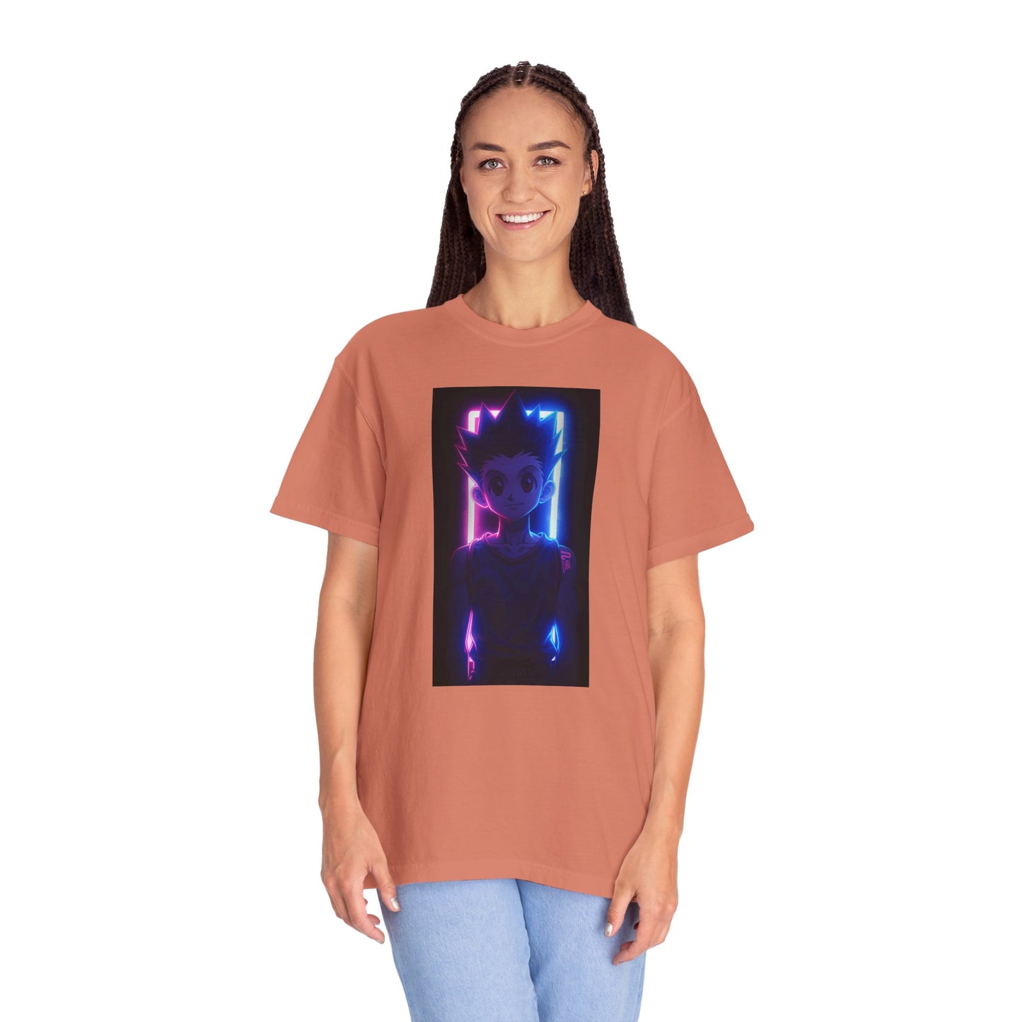 Hunter x Hunter Neon Art Garment-Dyed T-Shirt – Premium Cotton Tee for Customization