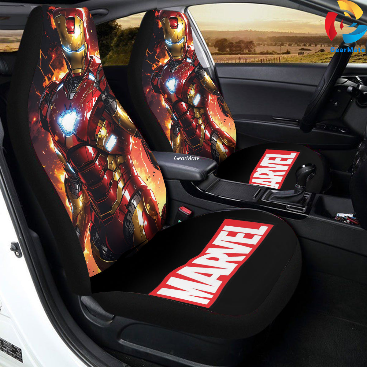 Marvel Iron Man Car Seat Covers – High Quality Graphic and Polar Fleece Protector Set