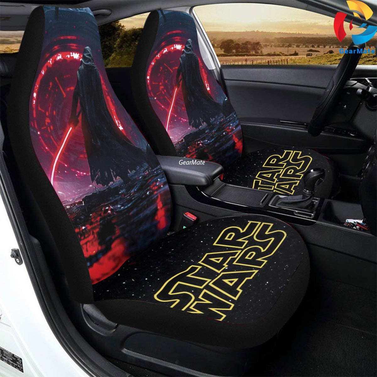 Darth Vader Red Sword Car Seat Covers – High Quality Graphic and Polar Fleece Protector Set