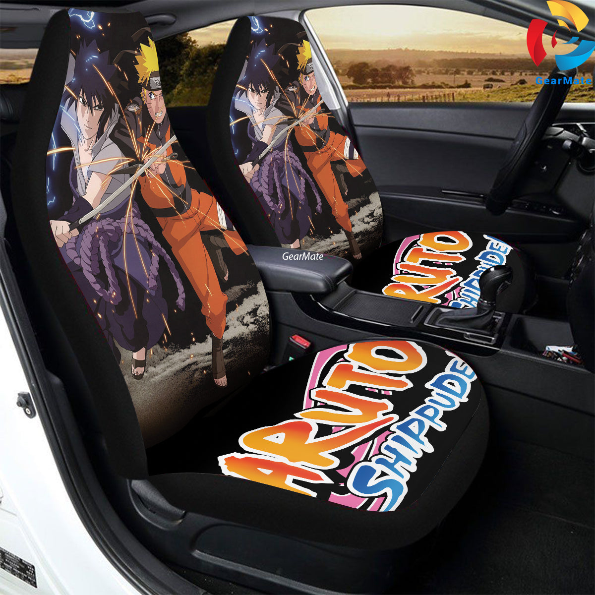 Naruto Sasuke Fighting Car Seat Covers – High Quality Graphic and Polar Fleece Protector Set