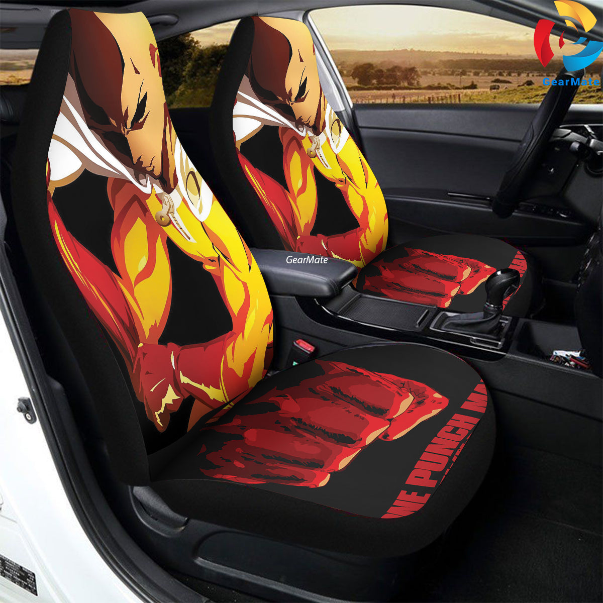 Saitama One Punch Man Car Seat Covers – High Quality Graphic and Polar Fleece Protector Set