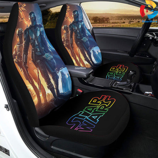 The Mandolarian Car Seat Covers – High Quality Graphic and Polar Fleece Protector Set