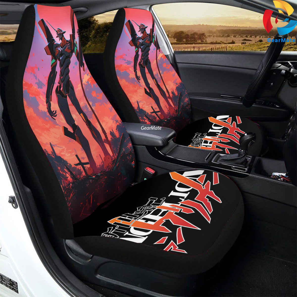 Evangelion Standing Tall Car Seat Covers – High Quality Graphic and Polar Fleece Protector Set