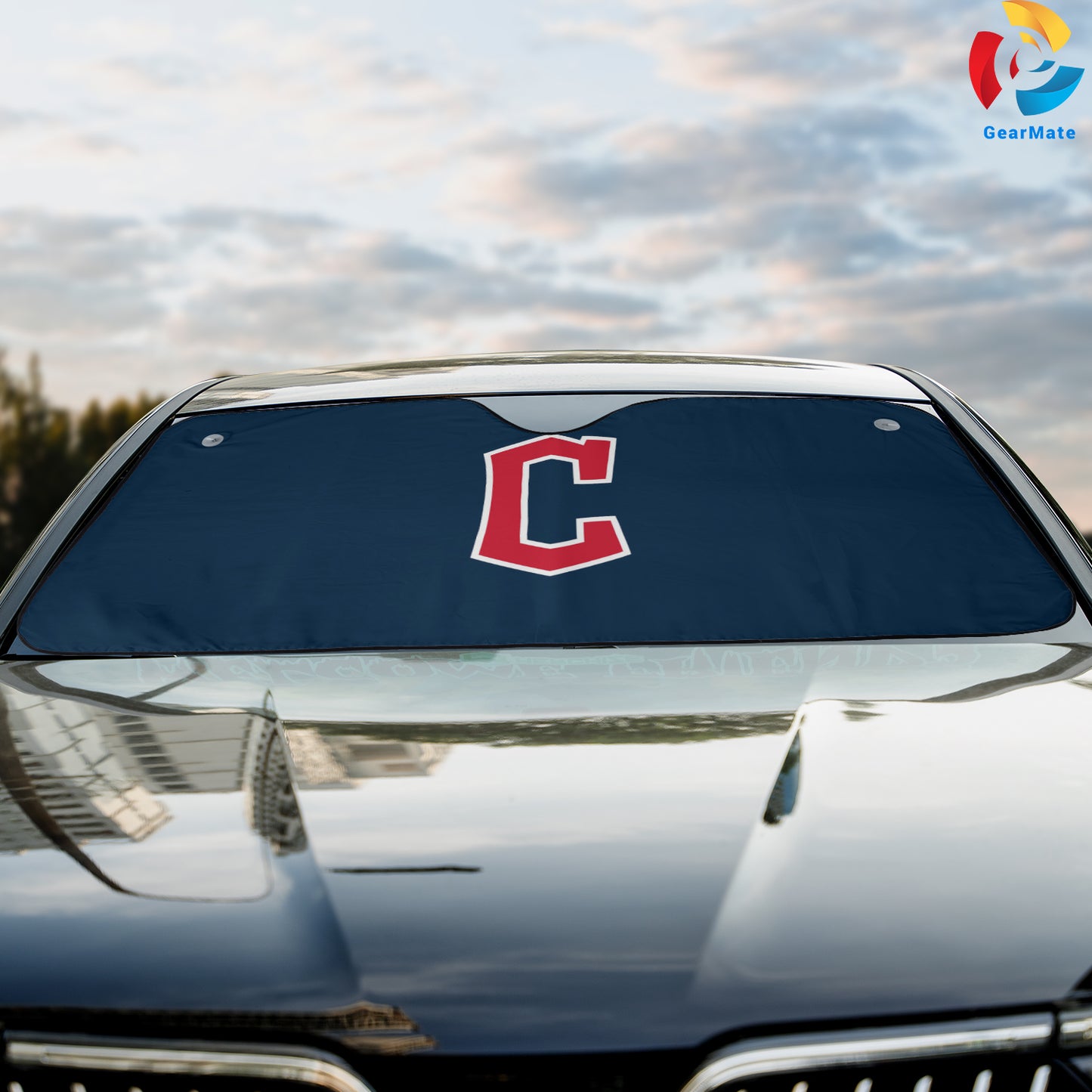 Cleveland Guardians MLB Baseball Blue Background Reflective Car Sunshade – Premium Heat & UV Protection, Universal Fit