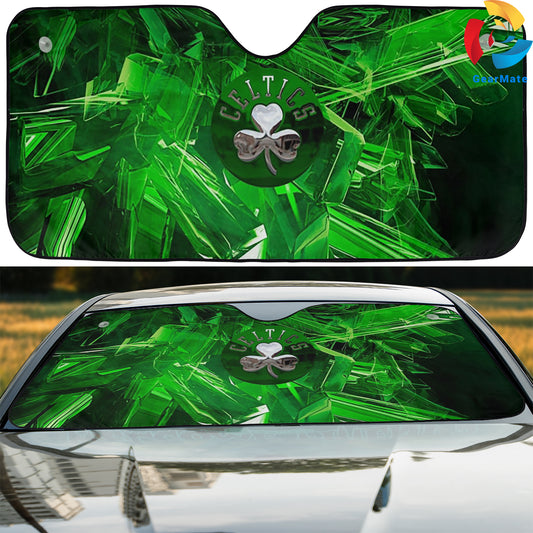 Boston Celtics Team Green Krytonite Reflective Car Sunshade – Premium Heat & UV Protection, Universal Fit