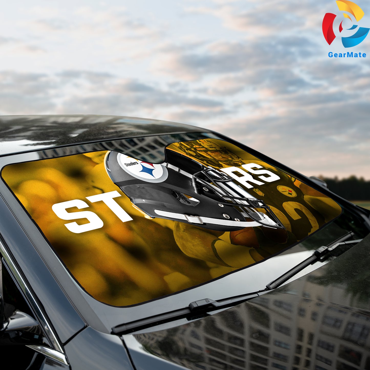 Pittsburgh Steelers NFL Football Team Helmet Reflective Car Sunshade – Premium Heat & UV Protection, Universal Fit