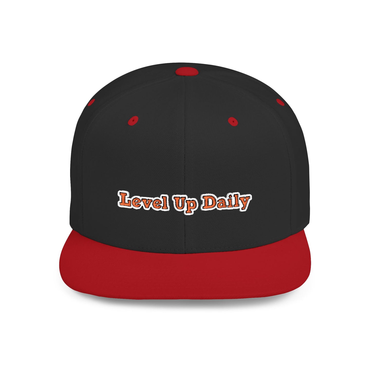 Text Level Up Daily Flat Bill Snapback – Lightweight, Custom Fit, Premium Quality