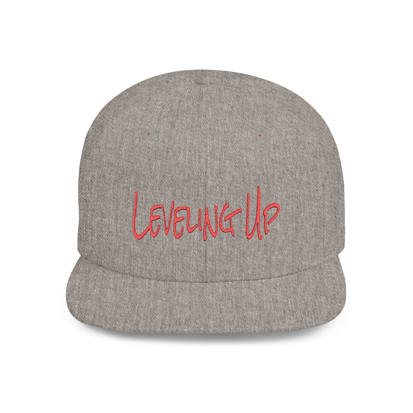 Text Leveling Up Flat Bill Snapback – Lightweight, Custom Fit, Premium Quality