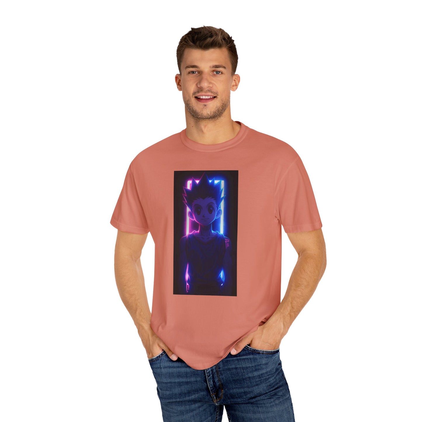 Hunter x Hunter Neon Art Garment-Dyed T-Shirt – Premium Cotton Tee for Customization