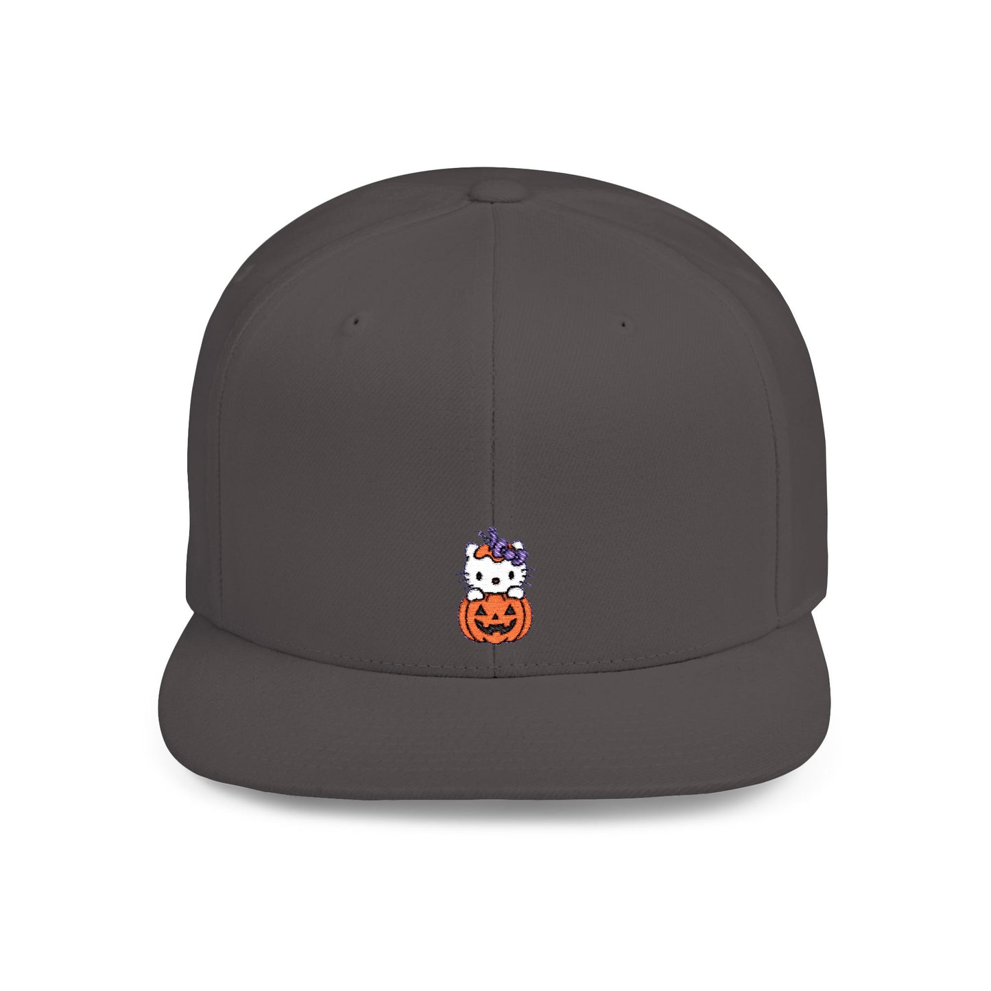 Icons Embroidered Kitty Pumpkin Flat Bill Snapback – Lightweight, Custom Fit, Premium Quality