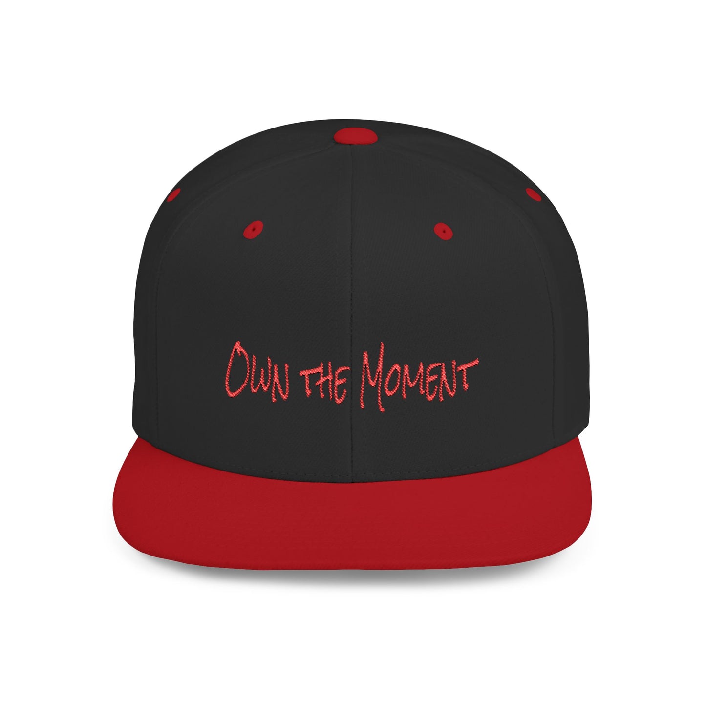 Text Own the Moment Flat Bill Snapback – Lightweight, Custom Fit, Premium Quality